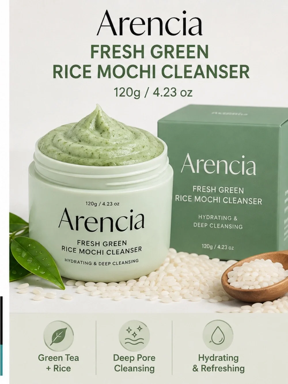 Arencia Fresh Green Rice Mochi Cleanser 120g NEW